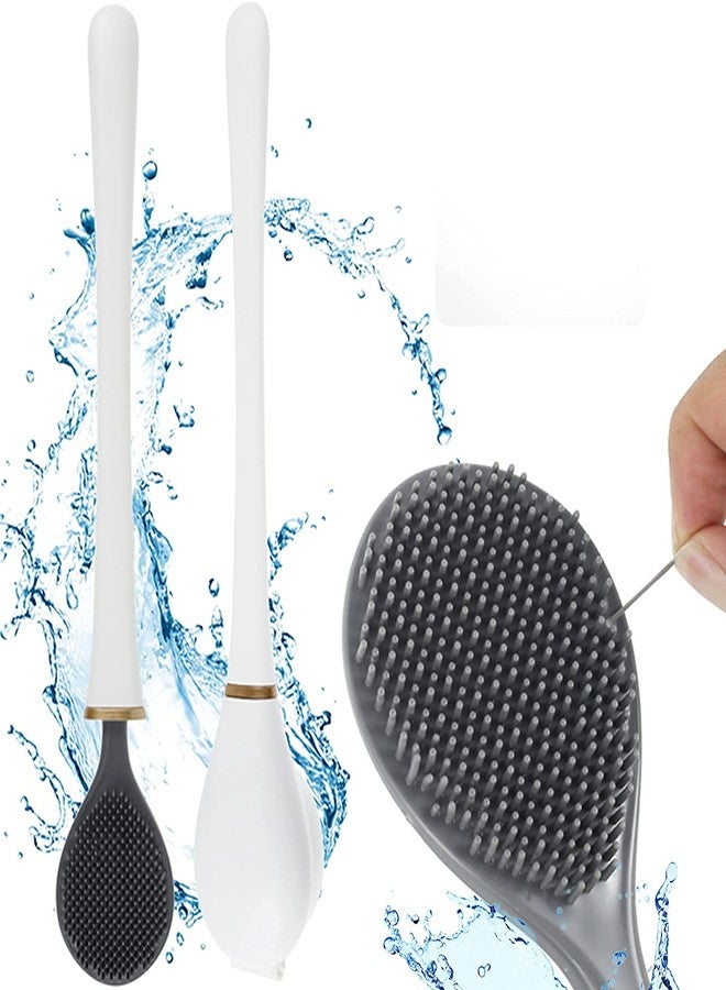 Roktry Silicone Toilet Brush and Holder Set, Automatic Opening and Closing Toilet Brush for Bathroom - No-Slip Long Handle and Quick Drying Wall-Mounted Holder - Image 2